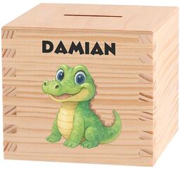 ČistéDřevo Skarbonka drewniana dla dzieci Zwierzątka nad rzeką