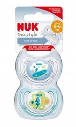 NUK silikonowy SMOCZEK Freestyle 0-6m. w etui 2szt
