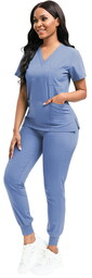 Nianqing Komplet Medyczny Damski Scrubs - Błękitny- Model