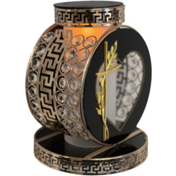 Znicz solarny koło 20 x 25 cm złoty