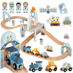 TOOKY TOY Drewniana Kolejka Kosmiczna Zestaw Tory