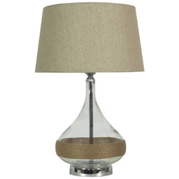 Lampa stołowa beżowe płótno 40x62cm Eco 41-21502, szklana