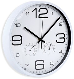 Zegar ścienny biały z termometrem higrometrem 30 cm