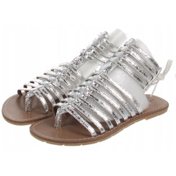 Chattawak Sandały Gladiatorki Srebrne Wiązane 37 Jwi