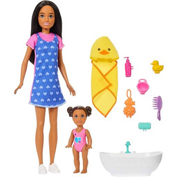 Barbie Skipper Kąpiel maluszka Zestaw + lalka brunetka