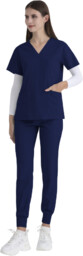 Nianqing Komplet Medyczny Damski Scrubs - Granatowy -