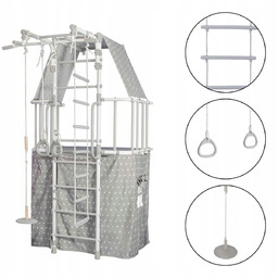 drabinka gimnastyczna z domkiem Indigo Pastel biały