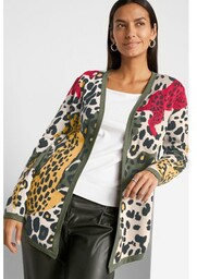 Sweter bez zapięcia w cętki leoparda