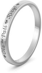 Pierścionek obrączkowy z białego złota z imionami -