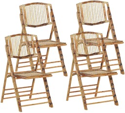 Beliani Komplet 4 krzeseł z rattanu składanych