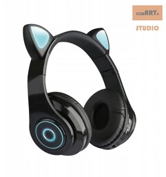 SŁUCHAWKI BLUETOOTH B39 KOCIE USZY BLACK / CZARNE