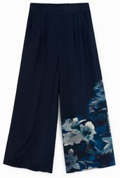 Kwieciste spodnie o fasonie culotte
