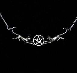 Koty i Pentakl - naszyjnik "Chowańce Czarownic" amulet