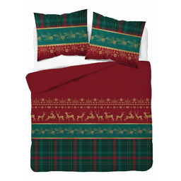 Detexpol Pościel flanelowa świąteczna 160x200 czerwona z reniferami
