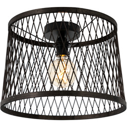 Rustykalny plafon czarny rattanowy 40 cm IP44 -