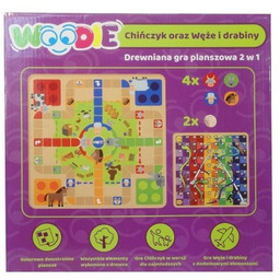Gra drewniana 2w1 Chińczyk/Węże i drabiny Woodie, Gra