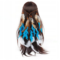 Pióropusz Opaska Do Włosów Indiański Niebieski A11