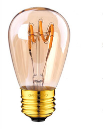Żarówka amber LED E27 ST14 0,5W filament SPIRALA
