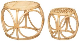 Zestaw 2 stolików Aoni rattan naturalny