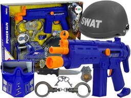 Zestaw Policyjny SWAT Maska Hełm Odznaka Pistolet 36