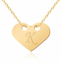 Srebrny Naszyjnik Złocony 925 Serduszko Inicjał Grawer