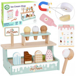 Zestaw Drewniana Lodziarnia Sklepik z Lodami Stragan 16