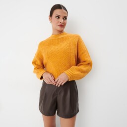Mohito - Sweter z ozdobnym splotem - Pomarańczowy