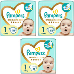 3x Pieluchy PAMPERS Premium Care Skin Comfort rozmiar