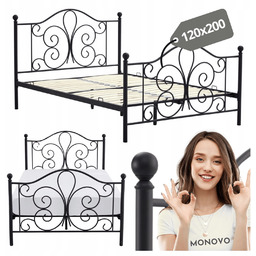 Łóżko Sypialniane 120x200 Czarne Metalowe Panama