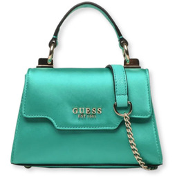Torebka Guess Velina mini zielona atłasowa elegancka
