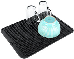 Mata do suszenia naczyń silikonowa czarna 40x30 cm