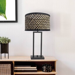 Steinhauer Lampa stołowa Stang 3703ZW, czarny/natur wiklina
