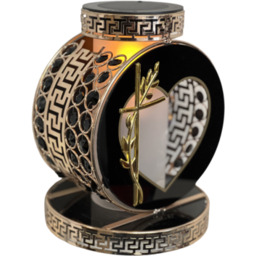 Znicz solarny koło 20 x 25 cm zloto-czarny