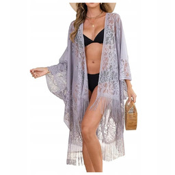 SEKSOWNE PAREO NA PLAŻĘ ELEGANCKIE KORONKOWE KIMONO PLAŻOWE