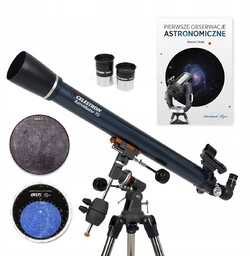 Teleskop Celestron AstroMaster 70 Eq książka i akcesoria