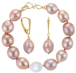 NELLIE ROSE DOT Komplet bransoletka kolczyki duże różowe