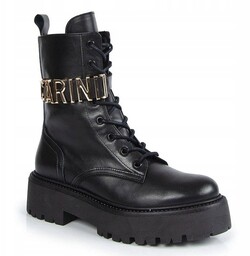 Czarne Botki Trapery Workery Carinii B9874 Skóra