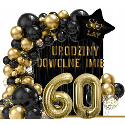 BALONY na sześćdziesiątkę 60 urodziny BANER + IMIĘ