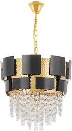 KLASYCZNY ŻYRANDOL KRYSZTAŁOWY CZARNO-ZŁOTY MOLINA D40