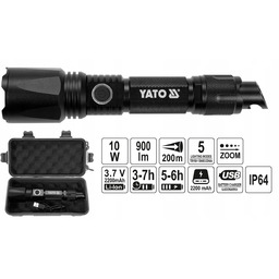 Latarka Aku. 10W 900LM 2200MAH ZASIĘG:200M Zoom