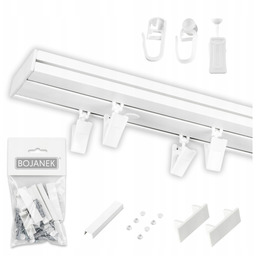 Karnisz Sufitowy Podwójny Szyna Pcv Biała 270cm Komplet