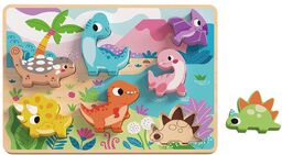TookyToy Puzzle drewniane do wkładania - dinozaury