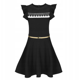 Sukienka wizytowa galowa z koronką Czarna 164 szkoła