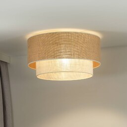 Euluna lampa sufitowa Boho juta, naturalny brąz/biały, Ø