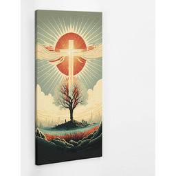 Drzewo życia Krzyż - obraz polycanvas, 50x100