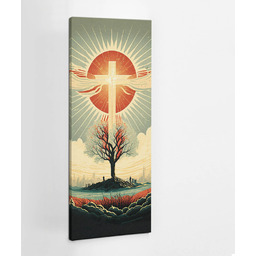 Drzewo życia Krzyż - obraz polycanvas, 50x125