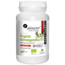 ALINESS Organic Ashwagandha 5%, 100 kapsułek