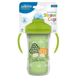 Dr Brown''s Kubek termiczny ze słomką 12m+ Zielony,