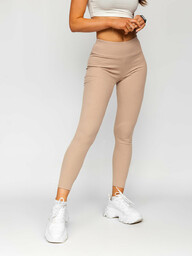 Cappuccino prążkowane legginsy damskie Denley 020