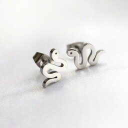 Kolczyki wkrętki srebrne wąż ze stali szlachetnej
